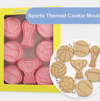 8pcs Sports Cookie Cutters And Stamps, Football Theme