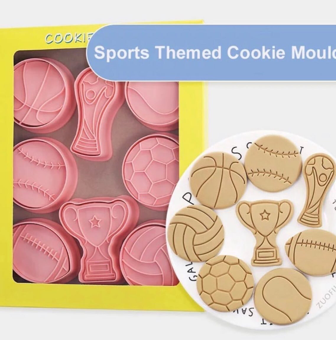 8pcs Sports Cookie Cutters And Stamps, Football Theme