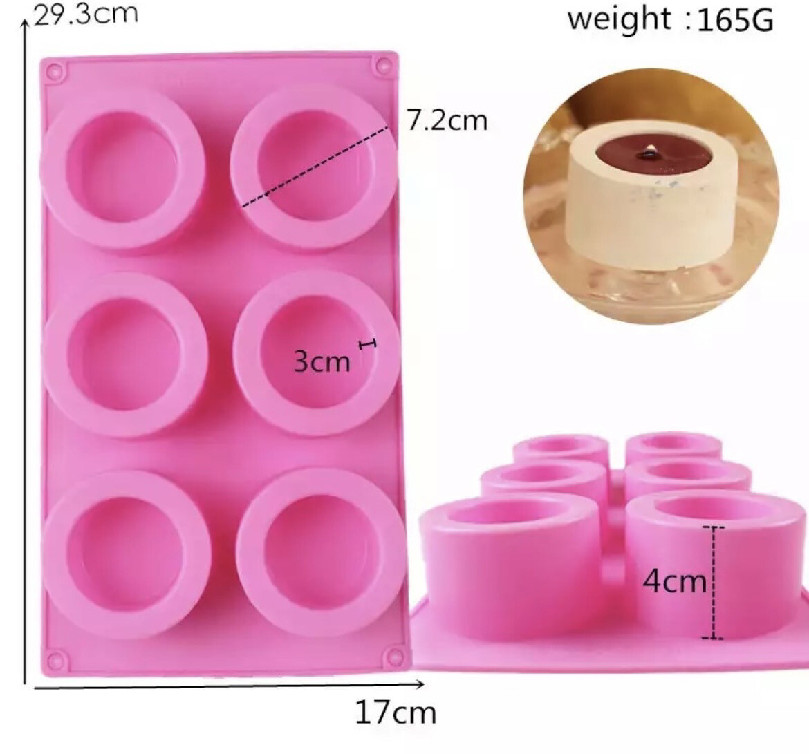 6 Cavity Round Pot Silicone Mold