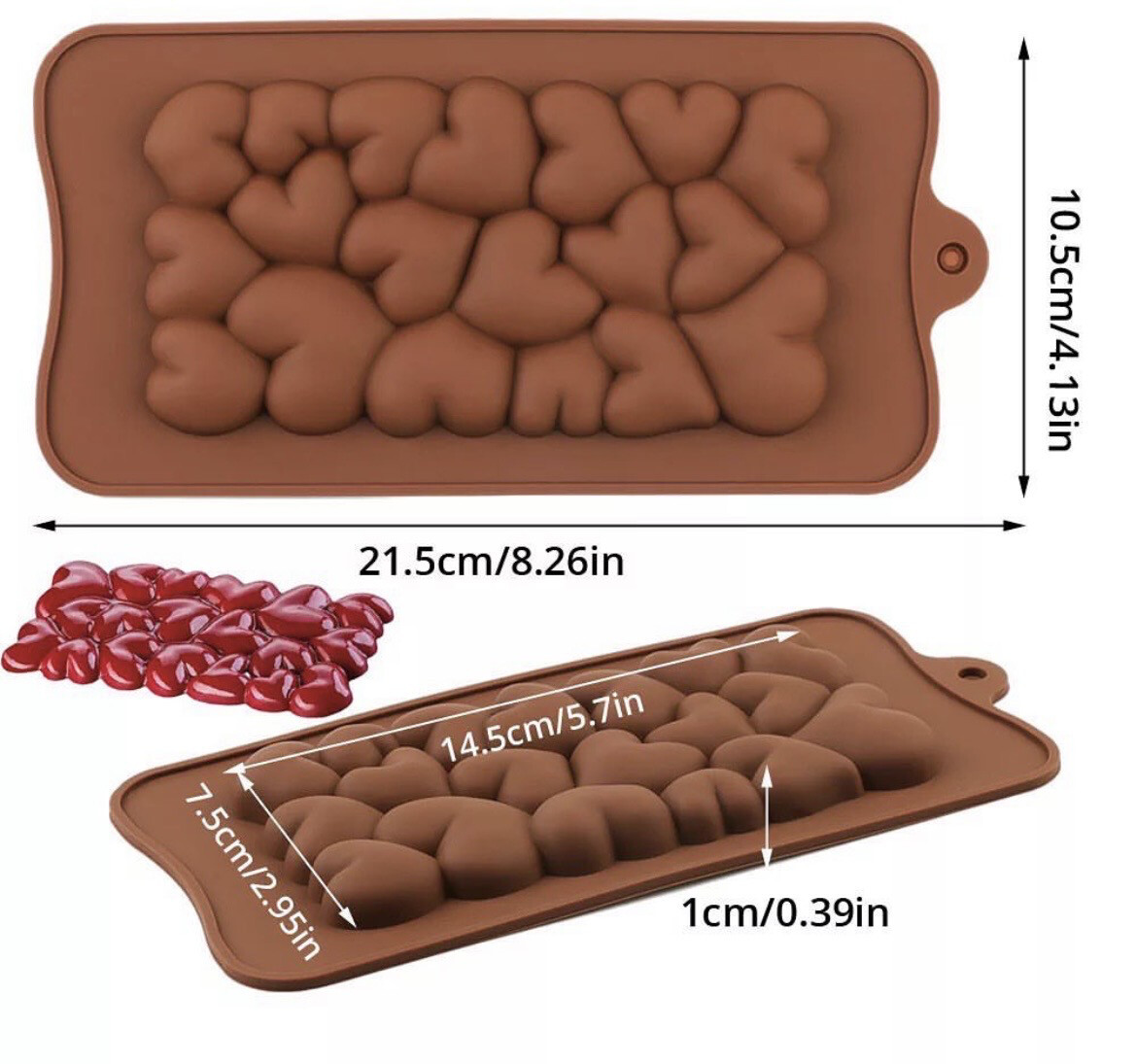 Hearts Chocolate Bar Silicone Mold