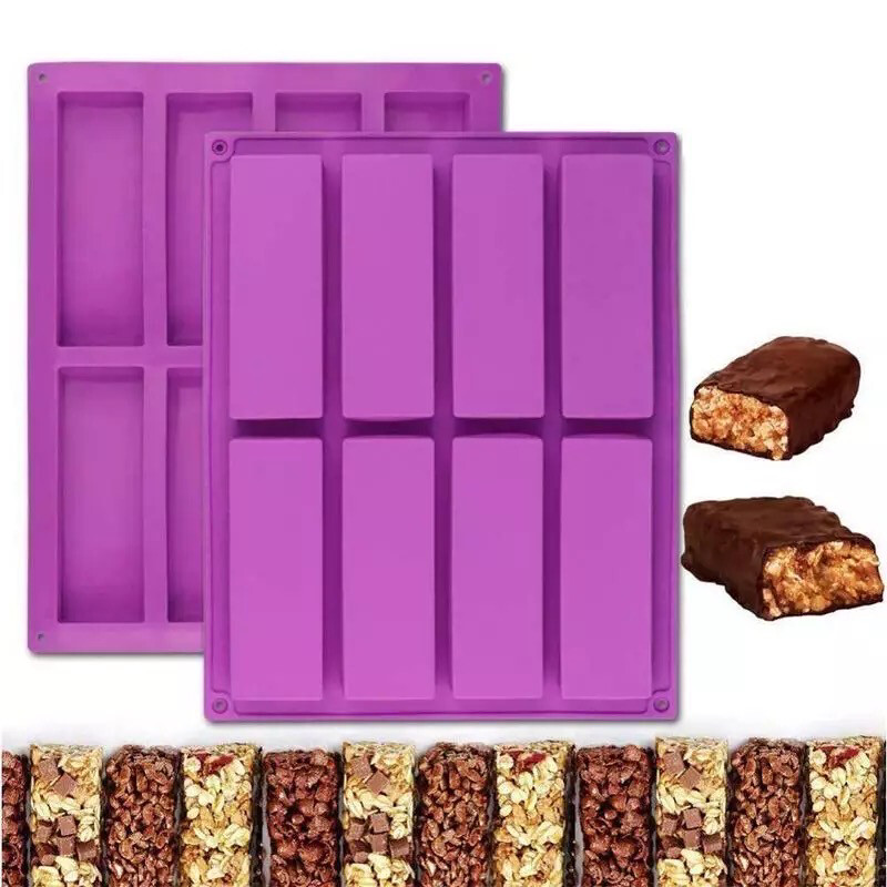 8 Cavity Rectangular Silicone Mold, chocolate bar