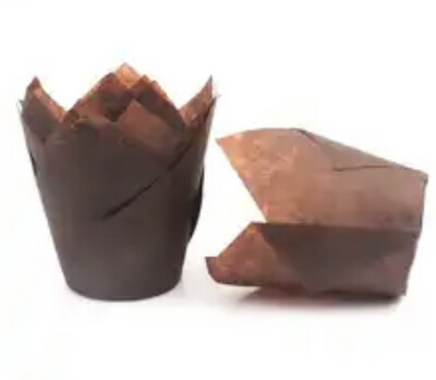 50pcs Tulip Shape  Muffin Cupcake Disposable Paper ( Brown Color ) 