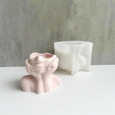 Girl / Woman Face Flower Pot Silicone Mold
