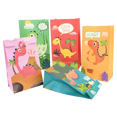 Dinosaur Kraft Paper Party Bags ( 12/bags+ 12/stickers)