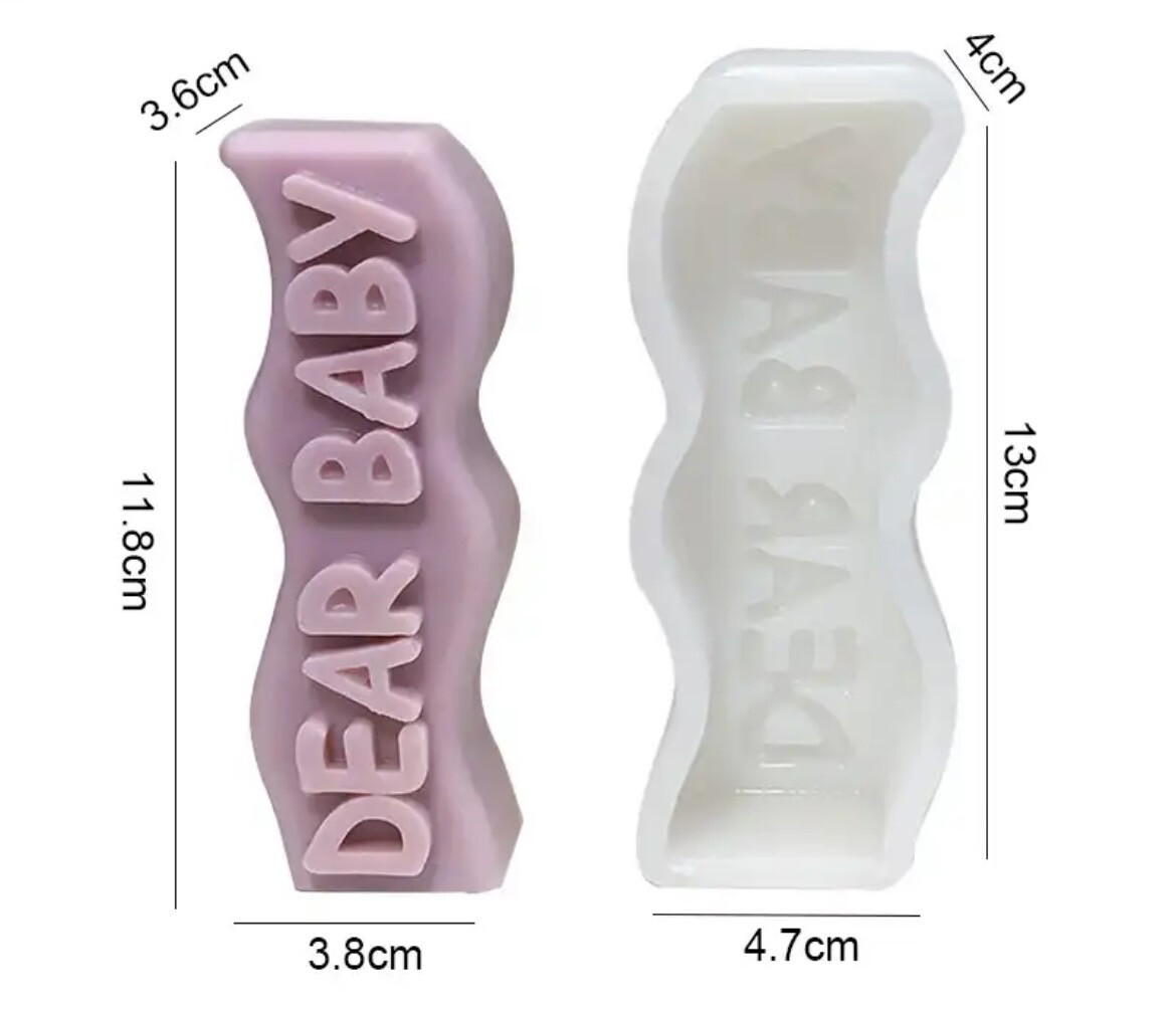 3D Wave Dear Baby Candle Mold