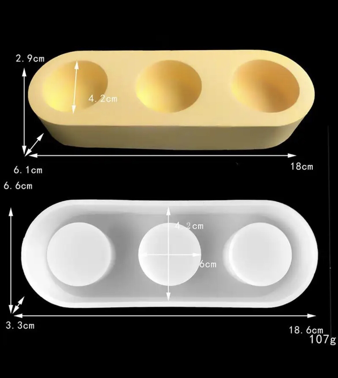 3 Cavity Candle Holder Silicone Mold 