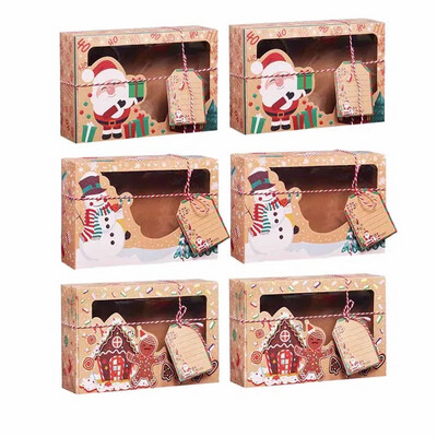Christmas Cookie Box Kraft (12 Box) With Rope &amp; Tags