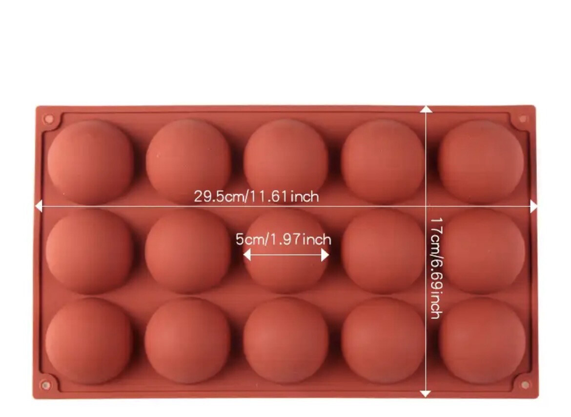 15 Cavity Semi Sphere Silicone Mold