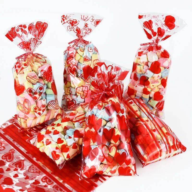 Valentine Candy Bags Pack/ 50 Piece ( 50 twist wires included ) 