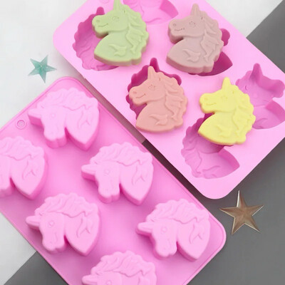 6 Cavity 3D Unicorn Silicone Mold