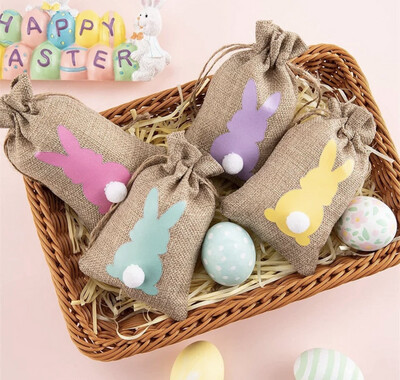 Rabbit Design, easter Linen Storage Bags lot/6 bags