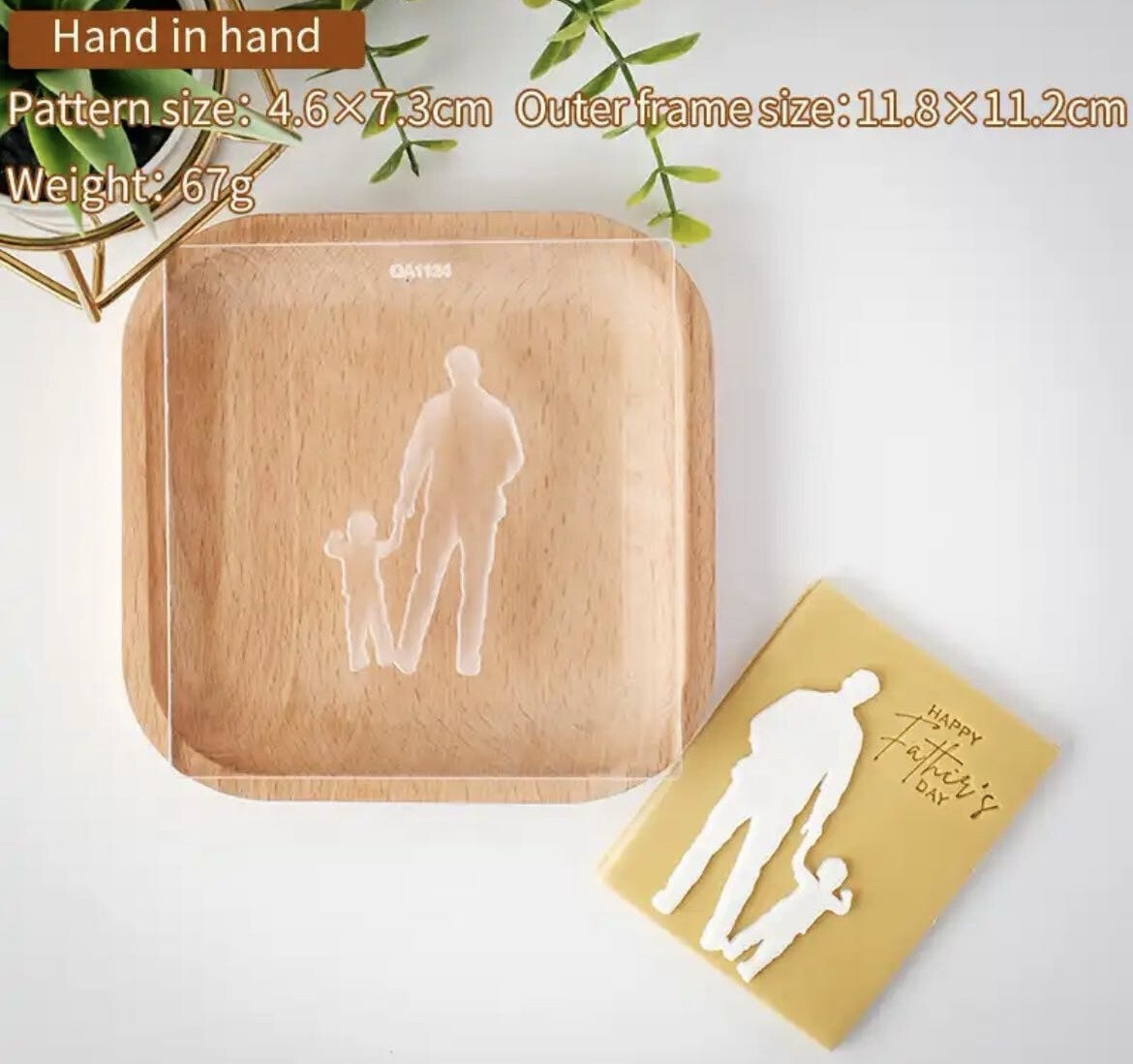Happy Father Day Hand in hand Cookie Cutter + Plexi Stamp