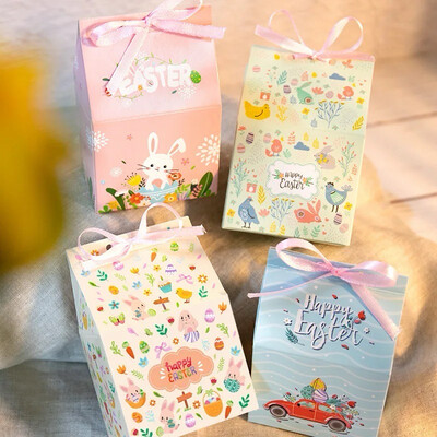 Happy Easter Gift Box Mixed 4 designs + 25 yard ribbon Lot/ 12 pieces 