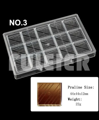 15 Cavity Thin Square Polycarbonate Chocolate Mold