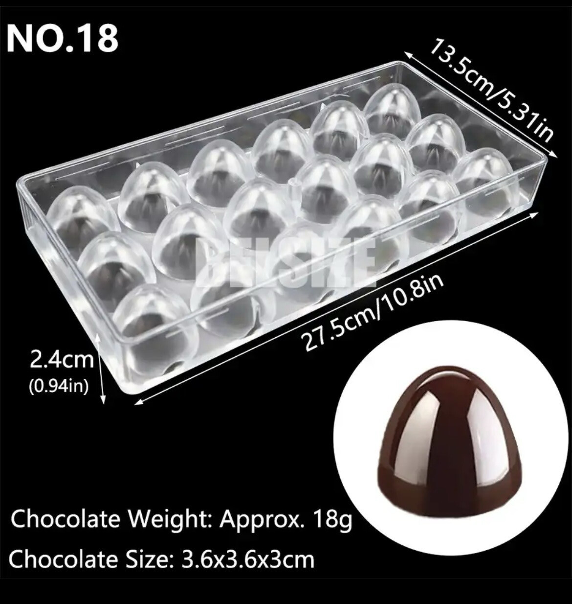 18 Cavity Chocolate Polycarbonate Mold
