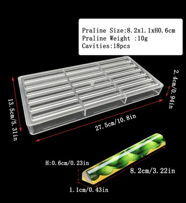 18 Cavity Long Stick Chocolate Polycarbonate Mold