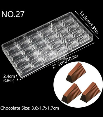 24 Cavity Wavy Rectangular Chocolate Polycarbonate Mold