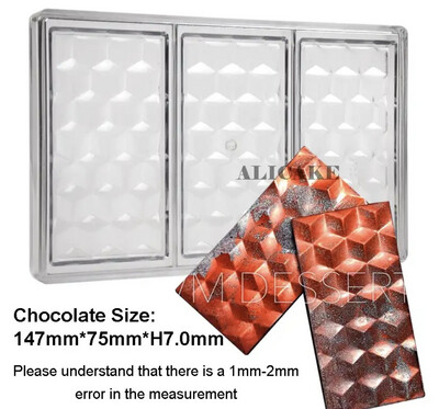 3 Cavity Daimond Bars Chocolate Polycarbonate Mold 