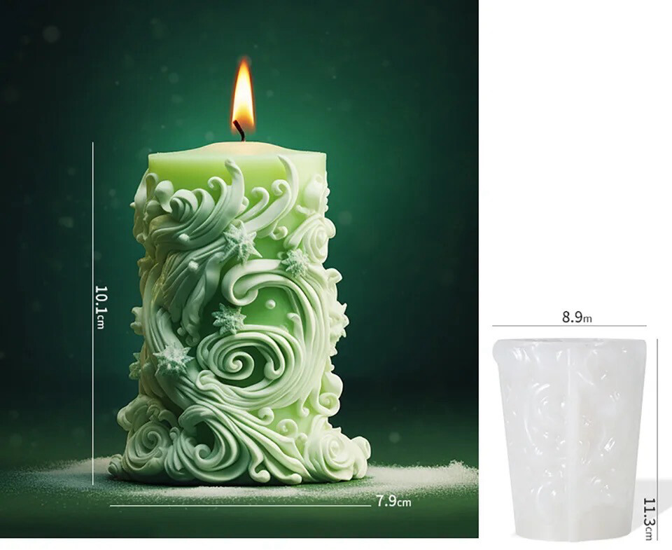 Curved Cylindrical Candle Silicone Mold 