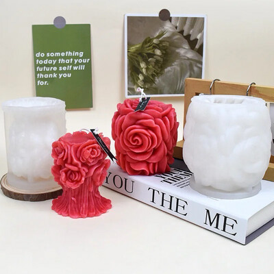 Rose Flower Pillar Candle Silicone Mold