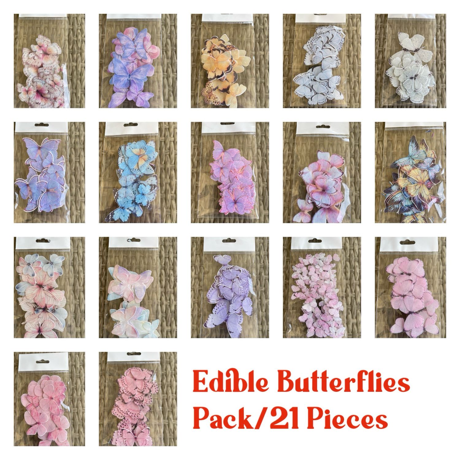 Edible Wafer Butterfly Pack / 21 pieces 
