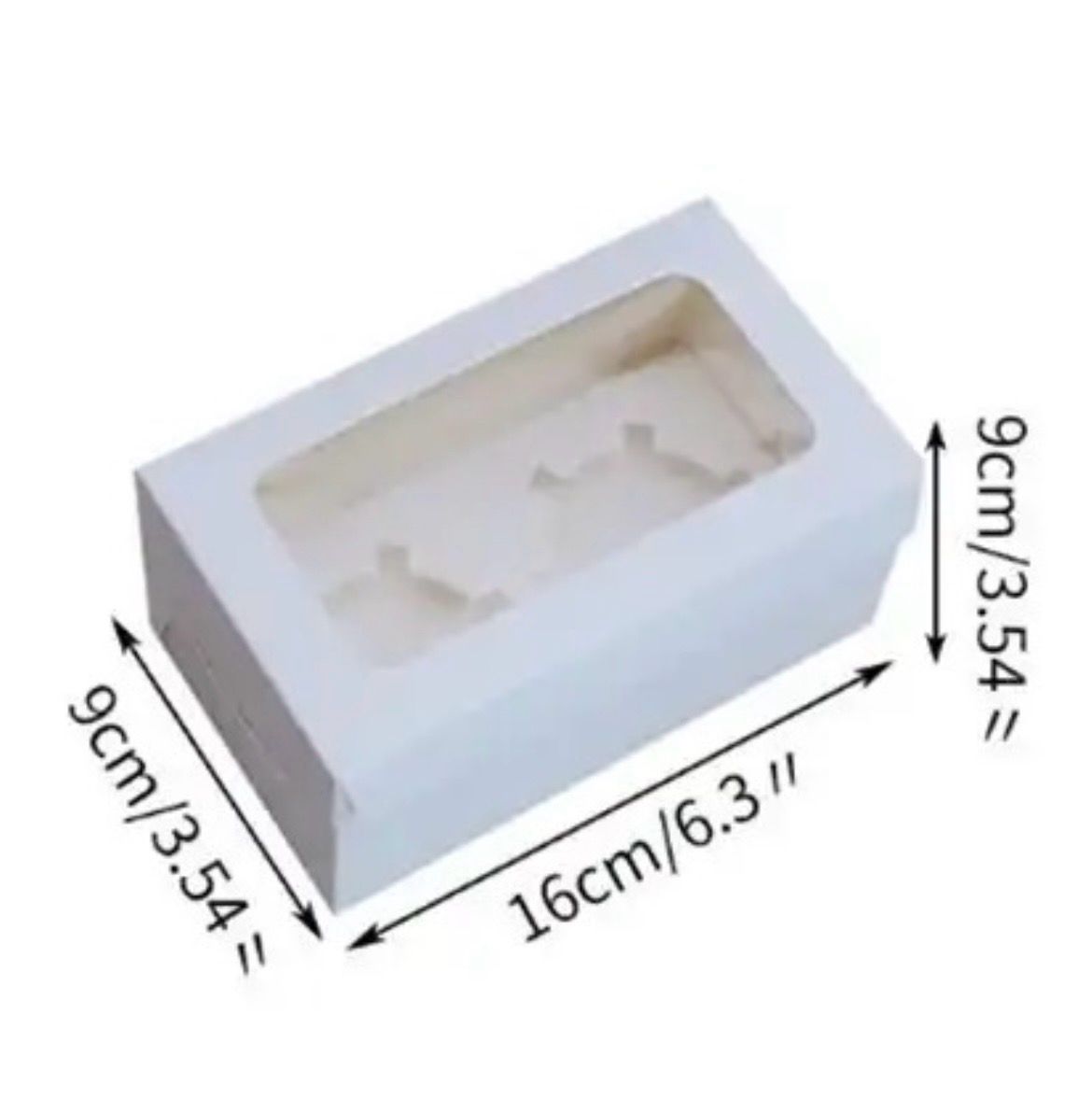 2 Cavity White Cupacake Box Lot/10 Boxes 