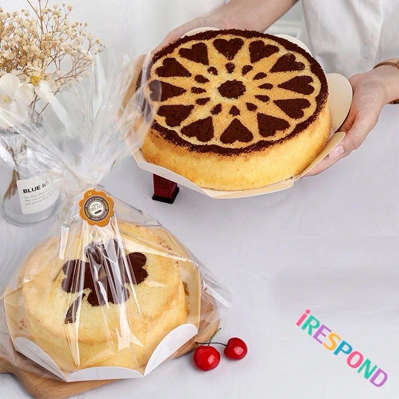 English Cake Chiffon Cake Packaging Base+Bag+Sealing Wires Lot/ 10 Set 