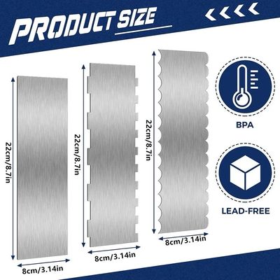 Large Stainless Steel Metal Cake Scrapper Set/ 3 Pieces 