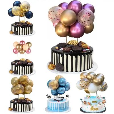 Balloons Cake Topper ( 1 Set= 10 balloons+ 2 straws + 1 ribbon ) 