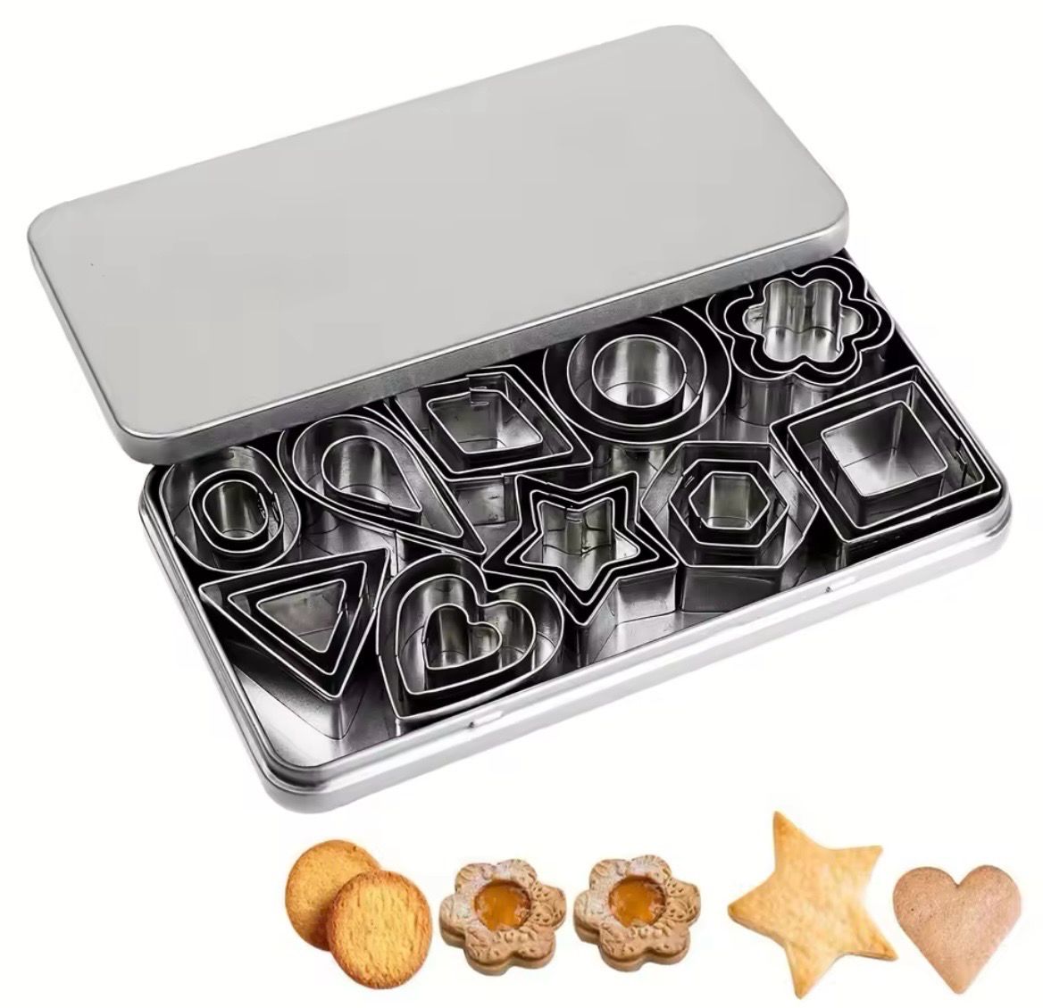 30 Pieces Stainless Steel Geometric Shapes Cookie Cutters 