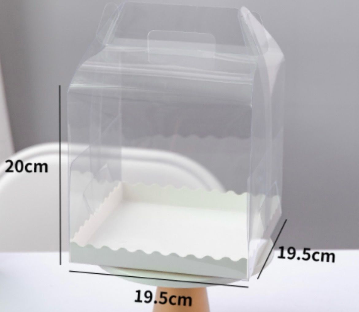 Transparent Cake Box + Tray Lot/ 5 Pieces 