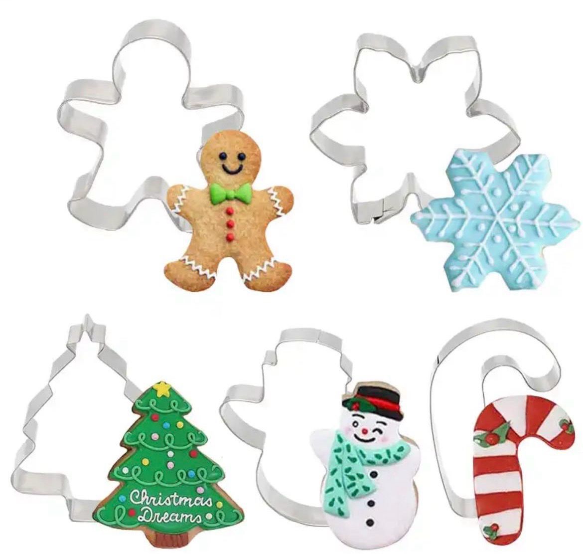 Stainless Steel Christmas Cookie Cutters Set / 5 Pieces 