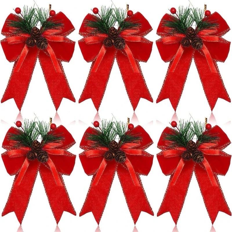 Large Christmas Bows Pack/ 6 Pieces 
