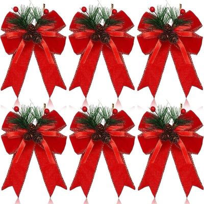 Large Christmas Bows Pack/ 6 Pieces 
