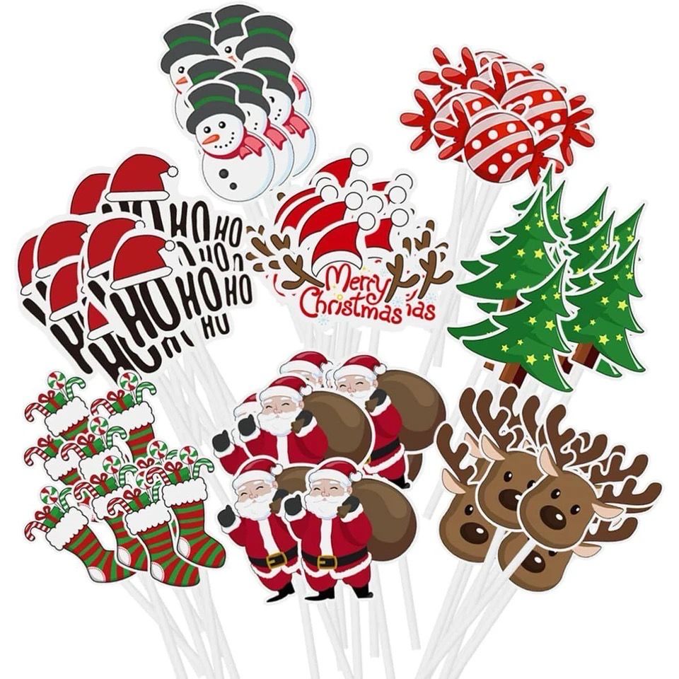 Christmas Cake &amp; Cupcakes Topper Pack/8 pieces 