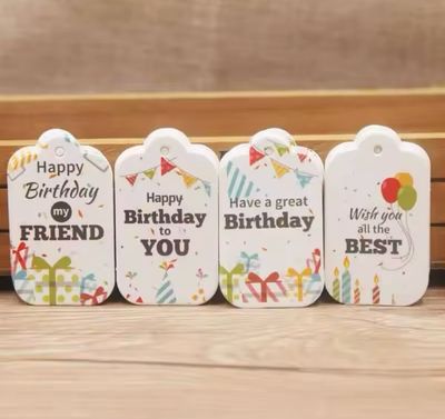 Happy Birthday Paper Card Tags Size 5*3cm Lot/100 pieces 