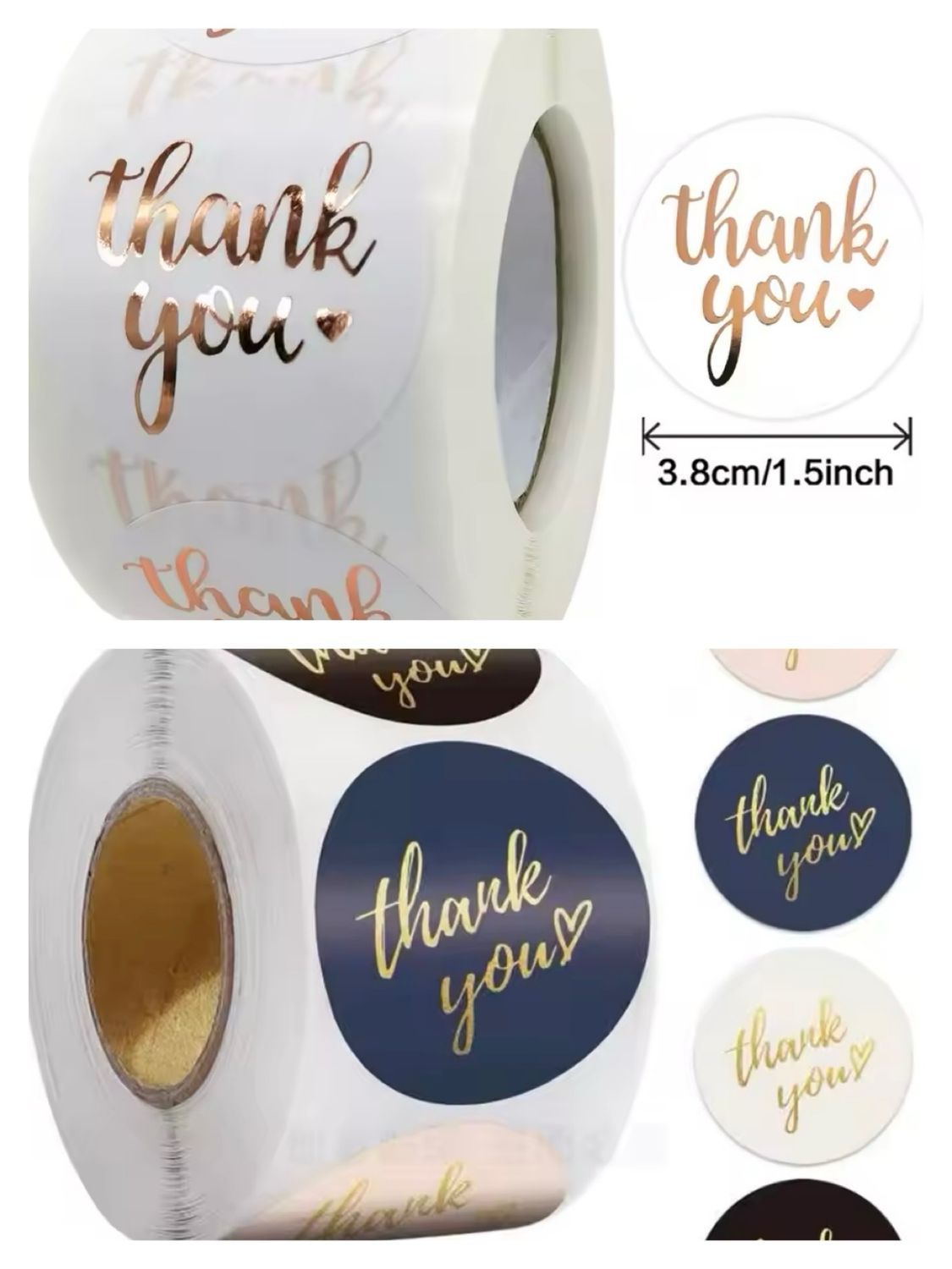 Thank You Stickers Roll/ 500 Stickers Size 4cm