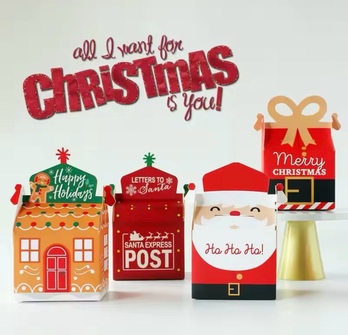Christmas Gift Box Lot/ 4 pieces ( Mixed Designs )