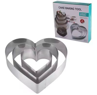 Stainless Steel Heart Shape Mousse Molds Set/ 3 pieces 