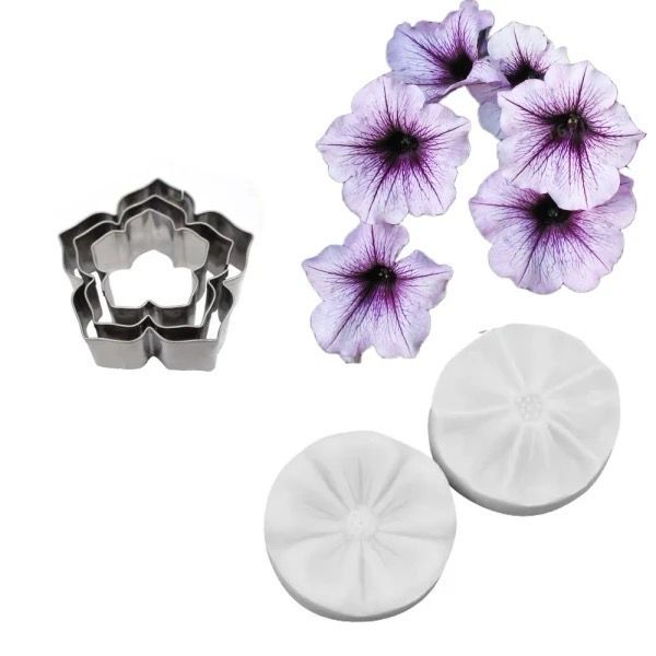 Petunia Petal Flower Cutters and Molds Set/  5 pieces 