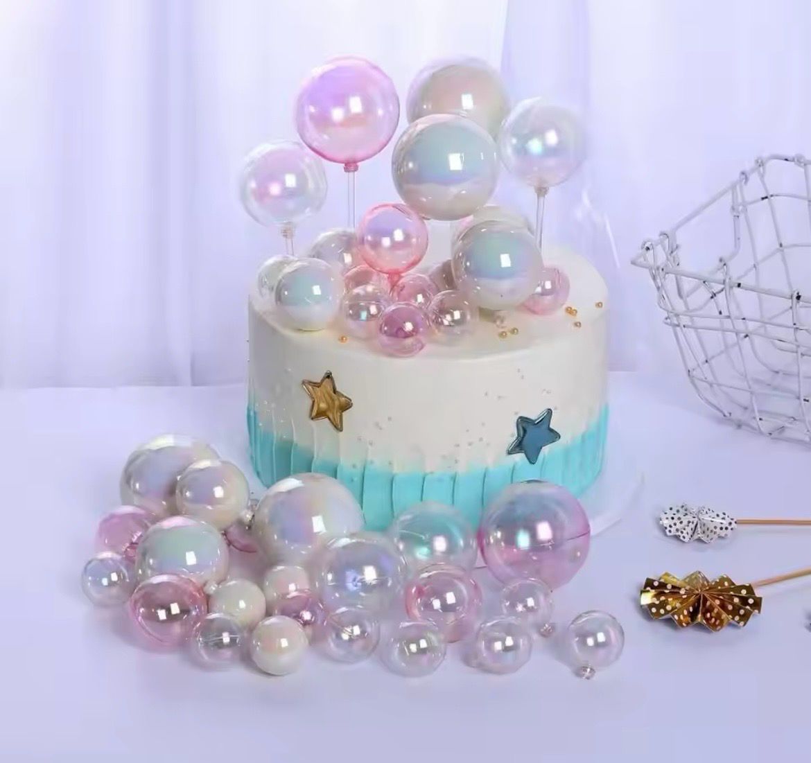 Transparent Balls  Cake Topper Lot/ 10 pieces 