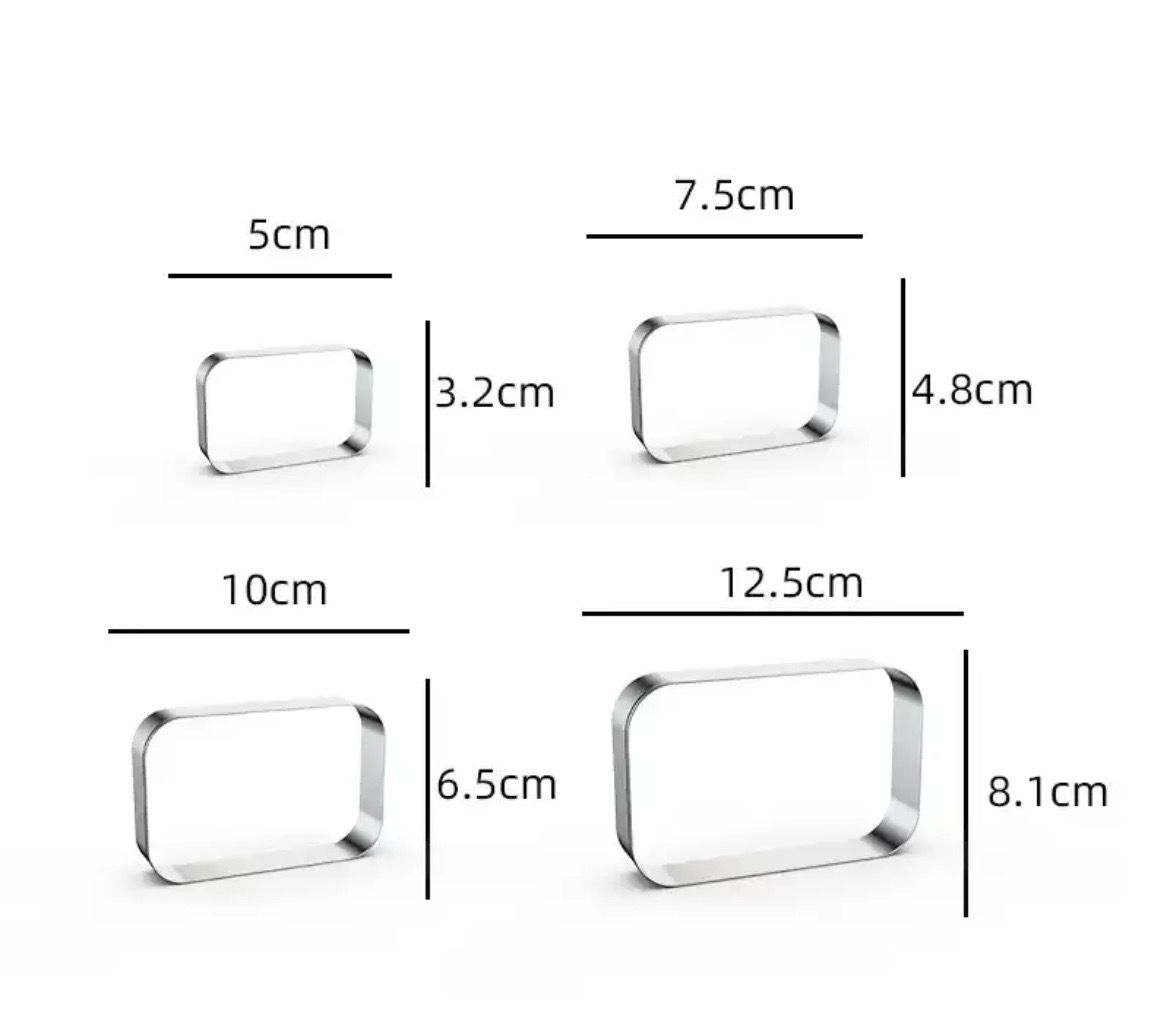 Stainless Steel Rectangular Shape Cookie Cutter Set / 5 pieces 