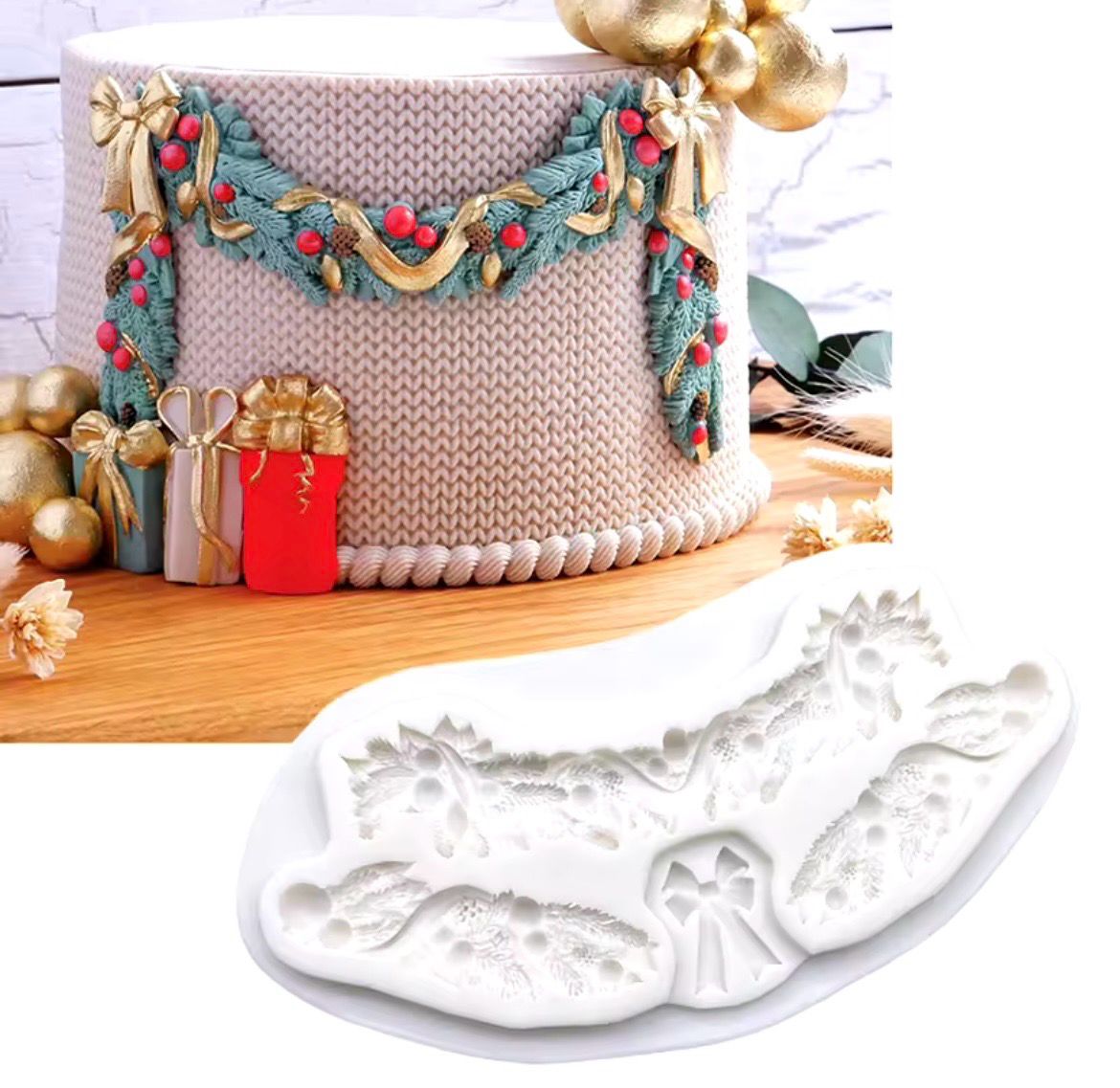 Christmas Leaves Decoration Silicone Mold 