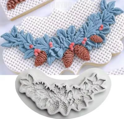 Christmas Pine &amp; Leaves Decoration Silicone Mold