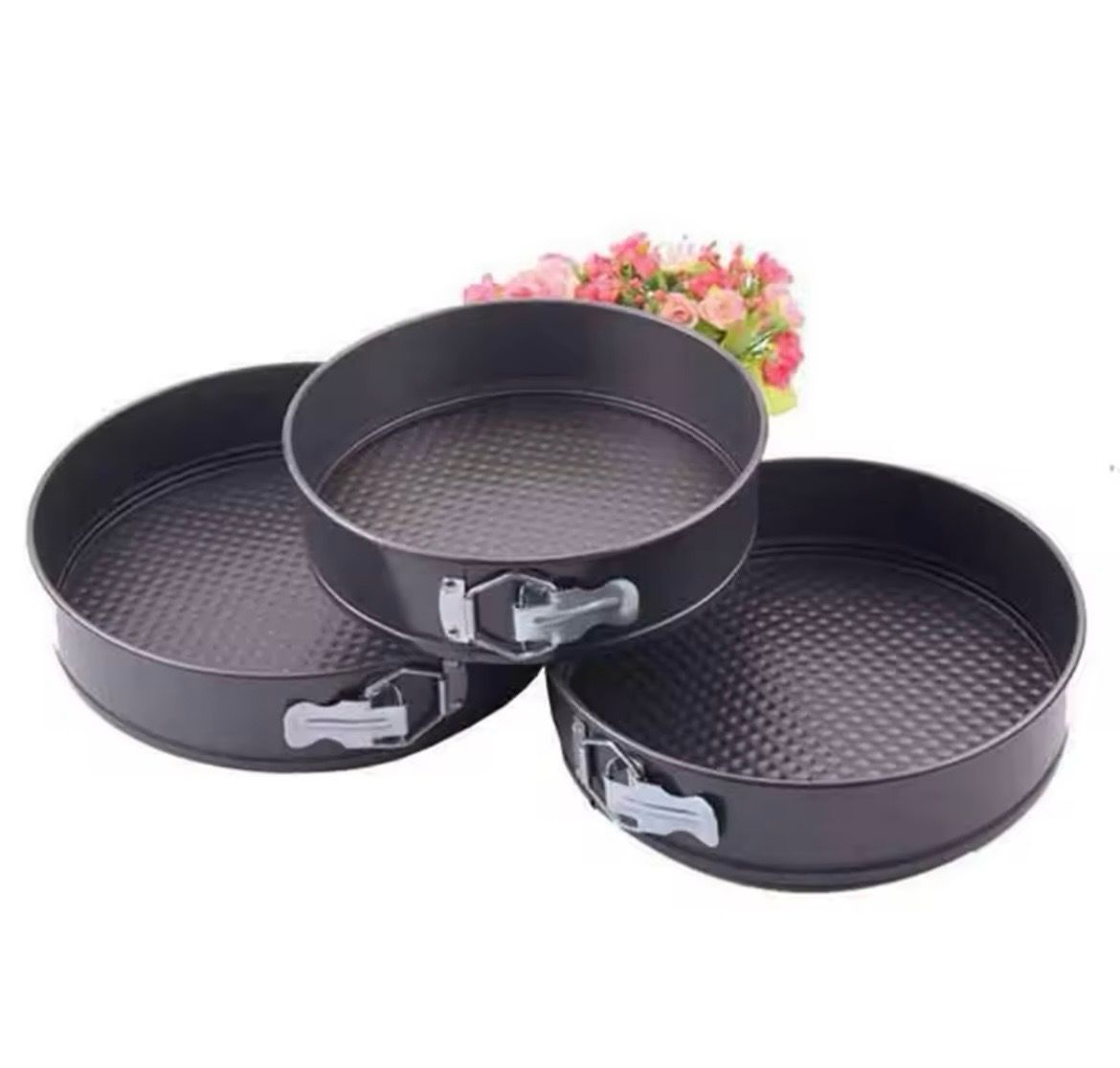 Round Cake Pans Removable Tray Set/ 3 Pieces 4/7/10 inch Height6.3cm