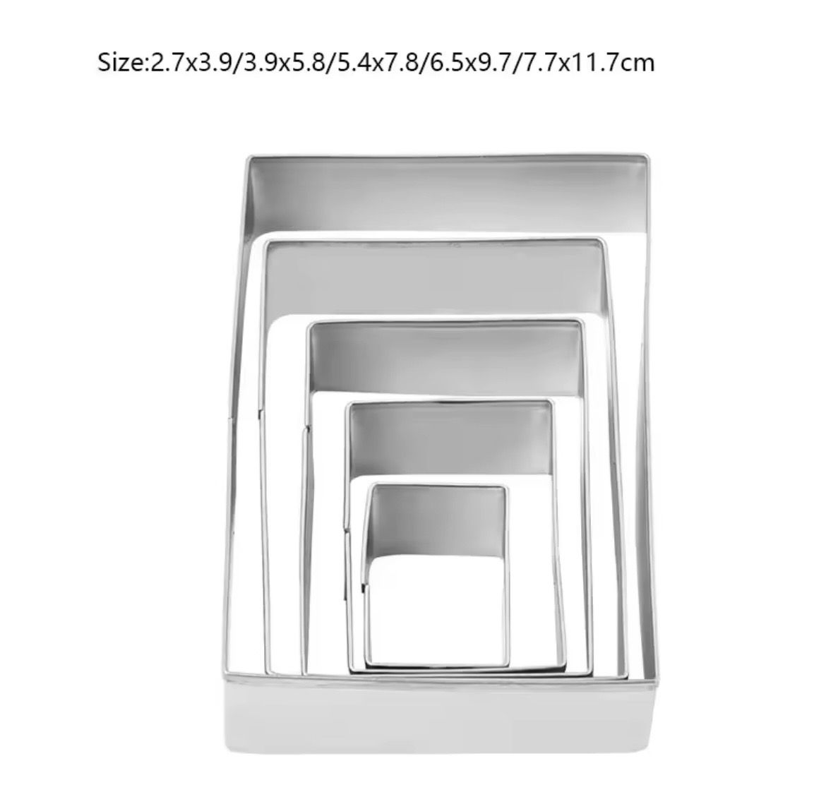 Stainless Steel rectangular Shape Cookie Cutters Set / 5 pieces 
