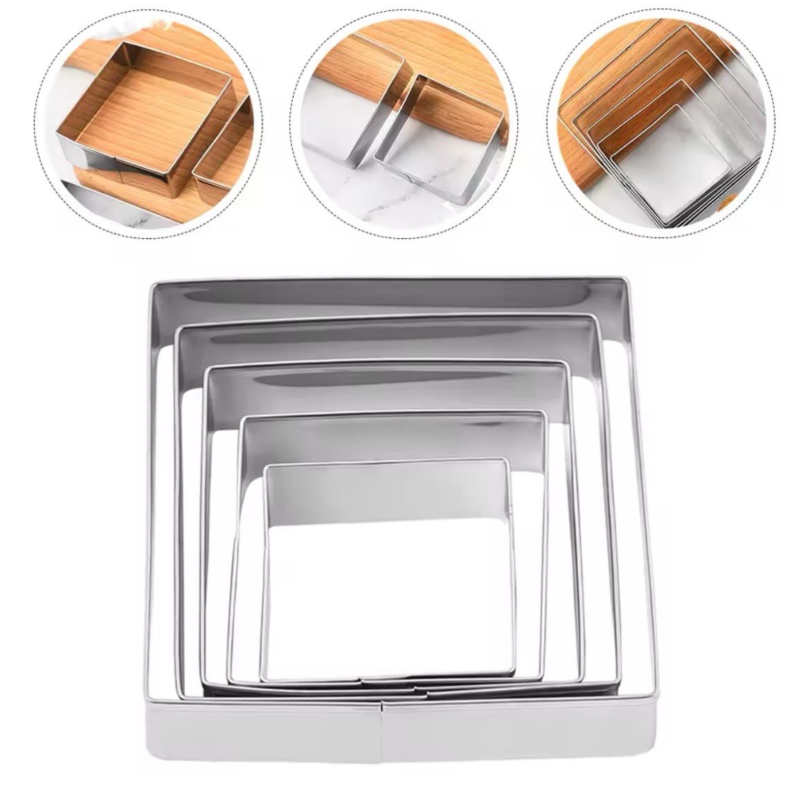 5/ Pieces Stainless Steel Square Shape Cookie Cutters 