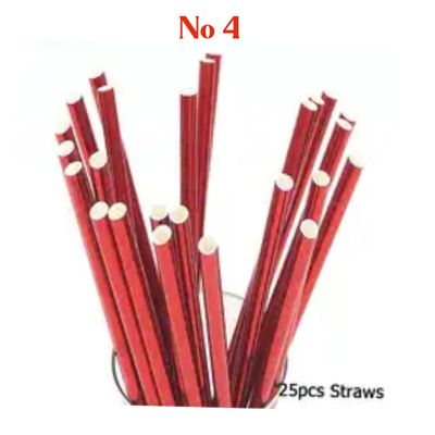 Red Paper Straws Lot/ 25 Pieces 