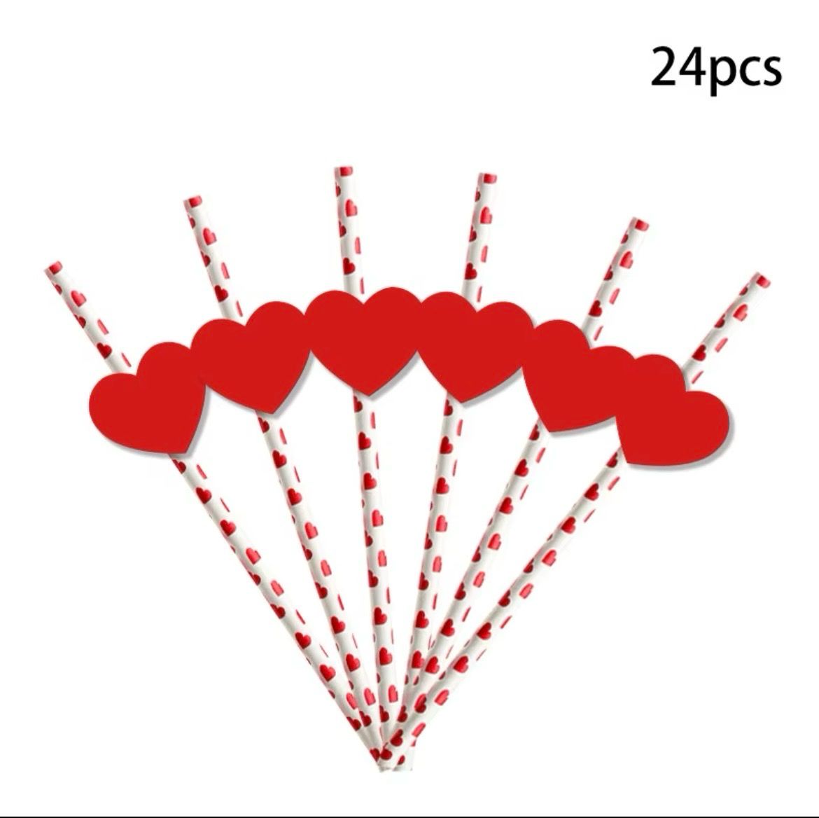 Heart Design Cakepop Straws Lot/ 24 pieces + 24 Hearts