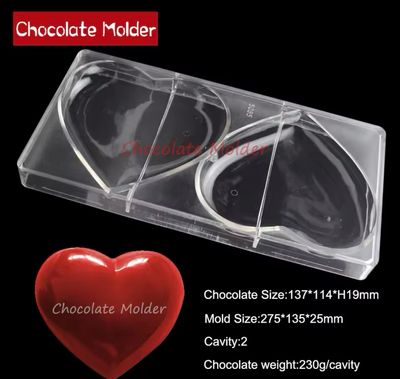 2 Cavity Heart Shape Polycarbonate Mold 